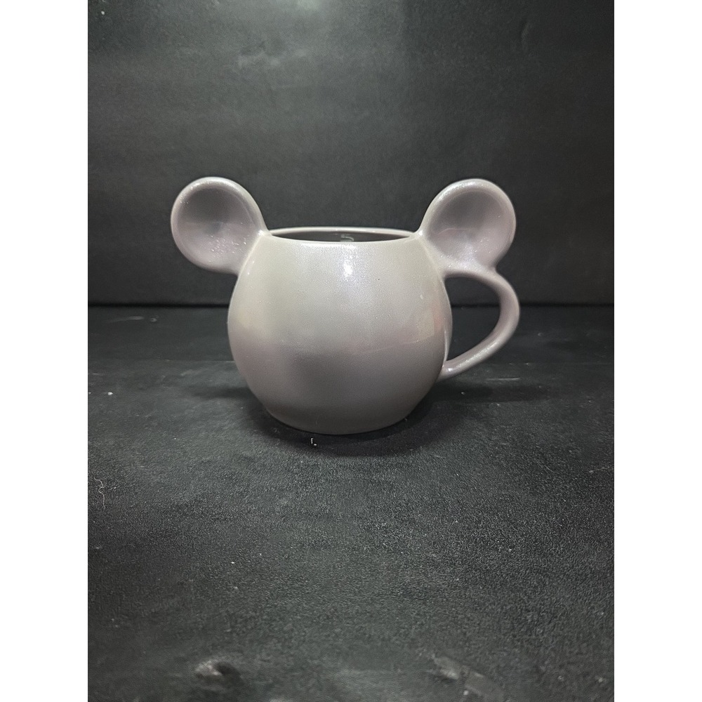 Disney Mickey Mouse Ears Mug, Silver Gray Glitter Finish, 16 oz Cup, Collectible